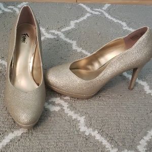 Gold sparkly heels